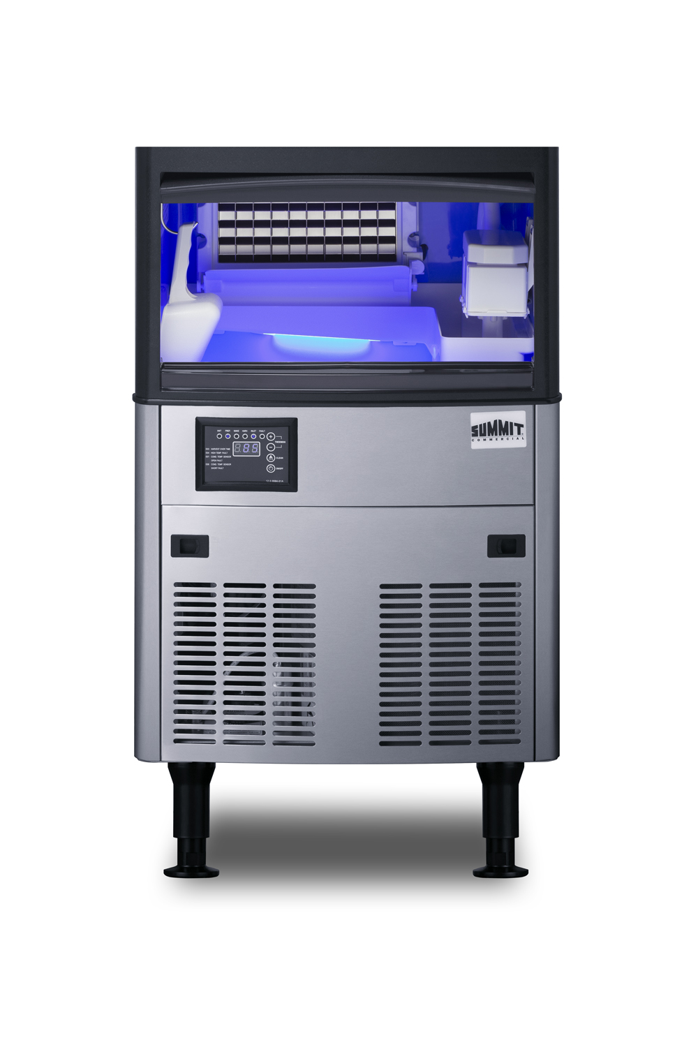ENERGY STAR certified commercial ice machine with 80 lb. clear cube production in shallow 18